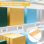 50 Pcs Shelf Label Strips 1.5''H x 48''L Self Adhesive Label Holder with 50 Pcs White Labels, Gondola Price Tag Holder Clear PVC Adhesive Ticket for Metal Wood Plastic Rack (Clear)