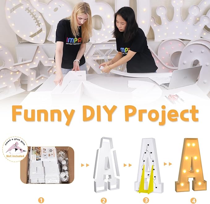 imprsv Marquee Light Up Letter J, 3FT Party Decoration Kit for Birthday, Baby Shower, Wedding