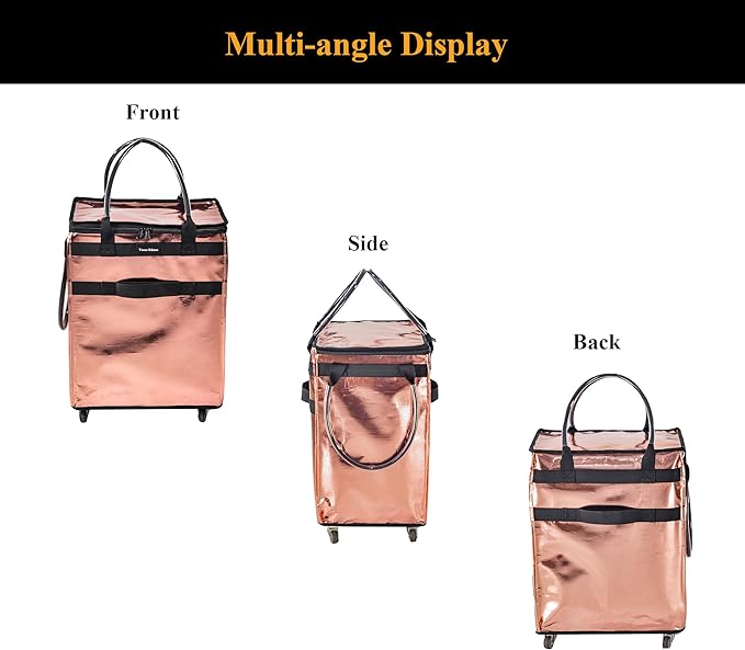 Reusable Grocery Bag On Wheels Large Capacity Shopping Trolley Foldable Rolling Tote Bag with Heavy Duty Handle for Travel