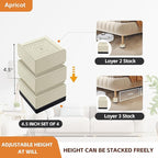 Bed Lifts Risers, Heavy Duty Furniture Elevator in Heights of 2, 3 or 4 Inch, Raising Blocks for Bed, Couch, Desk, Sofa, Tables, Headboard Stilts (Beige, 4 Pack Set)