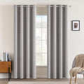 MIULEE Linen Texture Curtains for Bedroom Solid 100% Blackout Thermal Insulated Light Gray Curtains Grommet Room Darkening Drapes for Living Room Nursery 52x72 Inch (2 Panels)