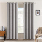MIULEE Linen Texture Curtains for Bedroom Solid 100% Blackout Thermal Insulated Light Gray Curtains Grommet Room Darkening Drapes for Living Room Nursery 52x72 Inch (2 Panels)