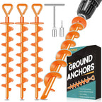 Ground Anchors Screw in, Heavy Duty Ground Trampoline Stakes High Wind Tent Stakes for Tent, Trampoline, Gazebo, Carport, Trap Anchor, Canopies, Swing Set