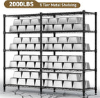Himimi 72" W Wire Rack Shelving-2000LBS Capacity, Adjustable Storage Shelves Metal Shelves for Storage, 5-Tier Heavy Duty Wire Organizer for Kitchen, Garage, Pantry, 72" W x 18" D x 72" H, Black