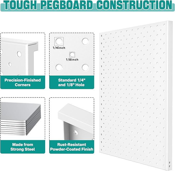 EVERHANGER Metal Pegboard Display Stand, Freestanding Tabletop Pegboard Display for Craft Shows & Fairs, 12"X16", 4pcs White