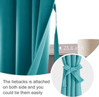 JIUZHEN Blackout Curtains - Thermal Insulated, Light Blocking, Rod Pocket with Tiebacks, Room Darkening, 42 x 63 Inch, 2 Panel Set, Turquoise