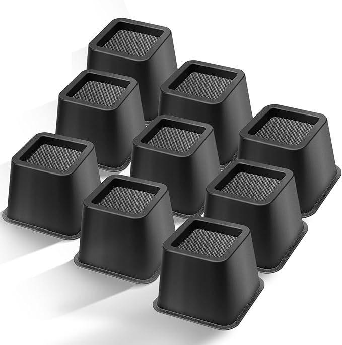 Bed Riser/Furniture Lift Bed/Bed risers/Furniture Lifter/Table risers/Frame Risers Create Under Bed Storage Heavy Duty for Furniture Height Adjustment (Black 9 Pack, 3 Inch)