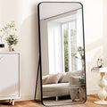 Full Length Mirror with Stand, 71"x31" Floor Mirror, Aluminum Alloy Black Thin Frame, Freestanding/Leaning/Wall Mount for Bedroom, Living Room & Entryway (Black)