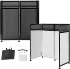 Outdoor Backyard Party Pro DJ Booth Facade+2 Scrims,82.7x44inch Folding DJ Booth DJ Facade Table Station Flat Table for Bars, Music Festivals, Weddings