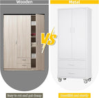 Garage Storage Cabinet with 2 Drawers and Pegboard, Metal Storage Cabinet with 2 Lockable Doors for Garage Home Office,Required Assembly,White,71.2" H*15.2" D*30" W