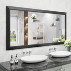 Amorho Bathroom Mirror Black, 60 X30 Inch Thick Metal Framed Wall Mirrors for Over 2 Sinks, Bedroom, Living Room, Entryway, Large Rectangle Wall-Mounted Mirrors.