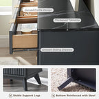 T4TREAM Fluted 9 Drawers Dresser, 54" Wide Modern Chest of Drawers with Faux Marble Top, Curved Profile Design, Dresser TV Stand, Wood Drawer Organizer for Bedroom, Living Room, Hallway, Dark Grey