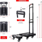 dbest Products Trolley Dolly Platform Cart 6-Wheel Handtruck for Moving, Folding Hand Truck, Telescoping Handle, Expandable Toe Plate & Includes 2 Bungee Chords, Carretilla plegable