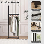 Black Clothes Racks with 4 Straight Arms, Metal Clothing Rack for Hanging Clothes, Freestanding Garment Rack Heavy Duty, 46" to 63" Adjustable Height Retail Clothing Rack for Boutiques Display