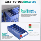 40-Drawer - Nut and Bolt Organizer | Stainless Steel Part Storage Cabinet | Shelves & Labels | Each Drawer 3.9" D x 7.8W x 2" H | Durable Hardware Storage for Small Parts/Tool (Classroom, Home)