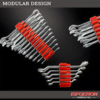 92PC Magnetic Wrench Organizer for Toolbox Drawers - Heavy Duty Modular Tool Rack with SAE/Metric Labels,Customizable Storage & Strong Magnet Base (Red)