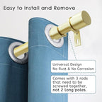 Curtain Rods for Windows 16 to 48 or 60 Inches Max Adjustable Length 1 Inch Diameter Window Curtain Rod with Aluminium Finials, Warm Gold