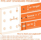 G.CORE 8-Pack Pegboard Hooks, Peg Board Tool Utility Hooks & Hangers Fit 1/4" Pegboards, Heavy Duty Metal Peg Board Shelving Hooks, Wall Organizers and Storage for Craft Room Garage Workbench Office