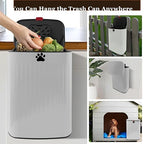 Dog Waste Trash Can Wall Mounted, 2.1Gal Small Outdoor Trash Can with Lid, Hanging on Fence, Dog Poop Bucket with 40 Bags, Inner Waste Bin, White