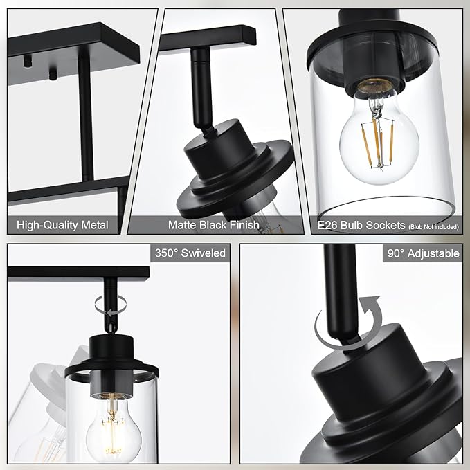 Yaohong 2-Light Kitchen Track Light Fixtures Ceiling Vanity Lights Black, Bathroom Track Lighting Kit with Ajustable Heads, Modern Wall Ceiling Tracking Light for Hallway Shop