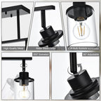 Yaohong 4-Light Black Farmhouse Track Lighting Fixtures Ceiling, Bathroom Track Lighting Kit Wall Light with Ajustable Heads, Kitchen Track Lighting Fixtures with Glass Shade for Hallway Shop
