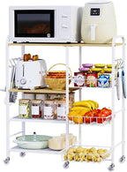 HapiRm Rolling Kitchen Microwave Cart - 4 Tier Microwave Table Stand with Pull-Out Baskets, Coffee Bar Baker's Rack with Wheels Rolling Storage Cart Organizer Shelf for Living Room Office, Balcony