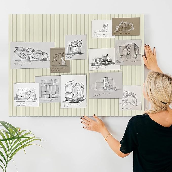 Large Felt Bulletin Board 35x47 Inch, 12pcs Peel and Stick Felt Wall Tiles Modern Push Pin Board for Wall Organization