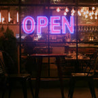 LED Open Sign for Business, 30"x10" Dimmable Brightness Large Electric Light Up Sign, Hanging Installation for Store, Bar, Pub, Hotel, Restaurant, Salon, Red and Blue