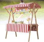 Collapsible Mobile Market Stall Carts Vendor on Wheels, Wood Outdoor Vendor Cart, Easy to Assemble for Parties, Birthdays, Weddings, Bar(Red2,150cm/59in)