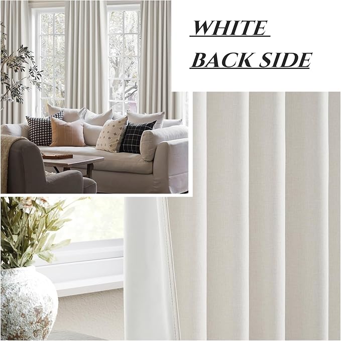 Buttercream Living Room Curtains 102 Inches Long for 103 Inch Tall Window Drapes 100% Blackout Curtains for Bedroom Noise Reduction Curtains Farmhouse Style 2 Panels Beige Wheat Oatmeal