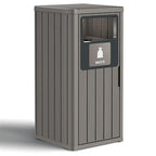 Outdoor Trash Can Waterproof Resin Garbage Can with Garbage Labels Outdoor Trash Bin for Patio, Garden,Kitchen