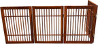 Pet Dog Gate Strong and Durable Freestanding Folding Acacia Hardwood Portable Wooden Fence Indoors or Outdoors by Urnporium (Brown Pet Gate, 4 Panel 24" Tall)
