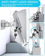 iPad Wall Mount, Security Anti-Theft Tablet Wall Mount Holder with Lock and Keys, 360° Swivel iPad Pro Mount, Compatible with 7-11 Inch Tablets (iPad, Galaxy Tab, Slate, Fire) – Silver