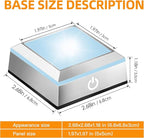 EUSTUMA LED Light Base Non-Slip Square Display Stand In A Variety of Colors,Suitable for Glass Crystal Spherical Artwork (Silver Flat Top Surface)