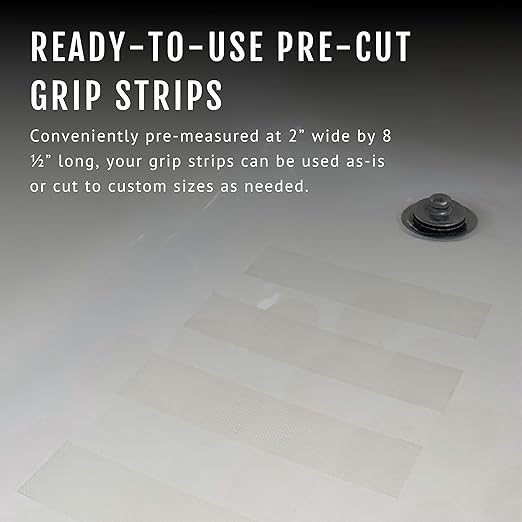 CATTONGUE GRIPS 2” Non-Abrasive Grip Tape Strips - Heavy-Duty, Waterproof Anti-Slip Tape for Furniture, Bathtubs, Frames, Gaming & More - Indoor & Outdoor Anti-Slip Solution (Black & Clear, 2-Pack)