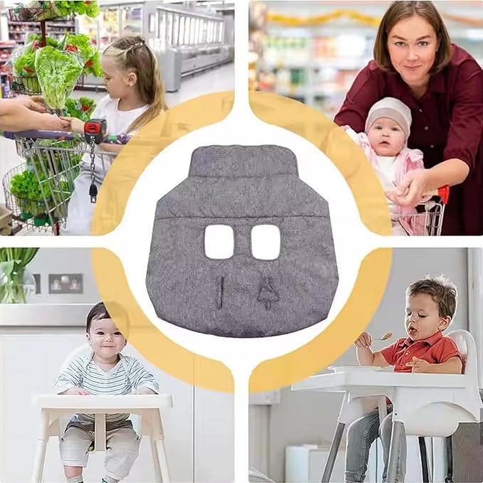 Baby Shopping Cart Cover, Polyester Foldable High Chair Cover, Infant Grocery Cart Cushion Liner with Storage Pouch for Infant, Toddler Shopping