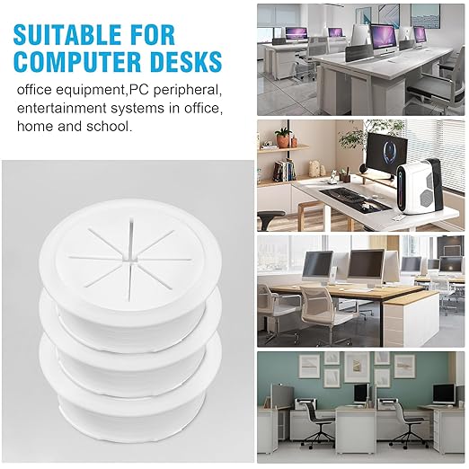 2" White Desk Grommet, JTemgle Flexible Cable Grommet with Bi-Metal Hole Saw Plastic Cable Hole Cover Wire Organizer Caps Desktop Cord Management for Home Office TV Stands Tabletops, 13 Pieces