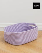 KALLAX Small Woven Basket, 14 x 10 x 5.6 Inches, Small Storage Baskets for Organizing, Gift Baskets Empty, Cute Rope Shelf Closet Storage Bins for Shelves, Dog Toy Basket, Purple