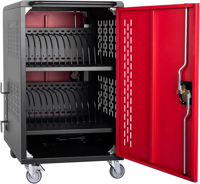 Laptop and Tablet Charging Cart, 32 Unit Device Mobile Charging Station for Chromebook, Tablet, Laptop, with Charging Port Screen Size Up to 15.6", Suitable for Office, Classroom, etc