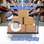 Heavy Duty Platform Truck, 3000 lbs Capacity Steel Flatbed Cart, 47" x 24" Push Cart Dolly, Black Platform Cart for Luggage and Equipment Moving