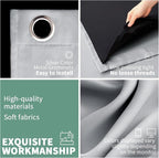 Light Grey Blackout Curtains for Bedroom 54 Inch Length 2 Panels Set, Thermal Insulated Sun Blocking Soundproof Grommet Short Thick Loft Basement Window Curtains, Each 42 Inch Wide