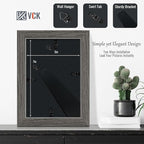 VCK 5x7 Picture Frame 2 Pack - Grey, High-End Wood Poster Frames with Tempered Glass, Display 4x6 Photo with Mat or 5x7 without Mat, Art Gallery-Quality, Wall Hanging/Tabletop, Grey