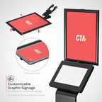 Premium Graphic Sign Floor Stand – CTA Premium Graphic Sign Floor Stand with Security Enclosure for iPad 10th Gen A16, iPad Air 11" M3 & M2, Pro 11" and More 9.7-11" Tablets - Black (PAD-PARFGRA)