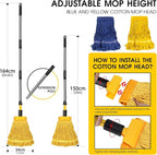 MASTERTOP Industrial Mop,Heavy Duty Looped End String Dust Mop,Commercial Mops for Home,Kitchen,Garage,Office and Concrete/Tile Floor Cleaning - 2 Cotton Heads