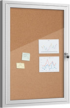 Mifuro 36"x24" Enclosed Bulletin Board, Outdoor Lockable Weather-Resistant Aluminum Cork Noticeboard for School & Office, Silver Frame w/Cork