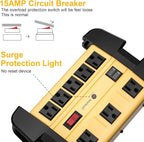 8 Outlets Heavy Duty Surge Protector Power Strip with 2 USB Ports,1800 Joules 9 Feet Power Cord and Wide Spaced for Office,Workspace,Factory,School,ETL Listed.