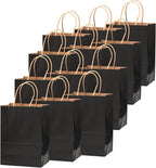 qiqee 100-Packs Black Paper Gift Bags with Handles Bulk Assorted Sizes(33pcs Large 13", 33pcs Medium 11", 34pcs Small 8")