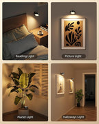 EZVALO LED Wall Mounted Lights, 5500mAh Rechargeable Wall Sconces Lamp, 3 Color Temps & Remote and Touch Control, 360°Rotation Dimmable Cordless Wall Light for Bedroom Reading Study Bedside (3 Pack)