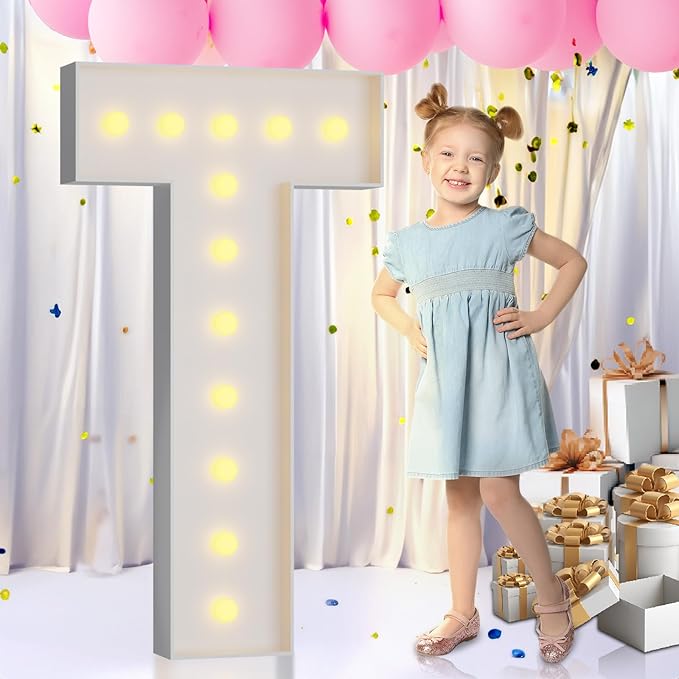 imprsv Light Up Letters, 4FT Marquee Letters for Birthday Wedding Engagement Party Decor, Large Marquee T for Party Decoration Arch Kit Decorations