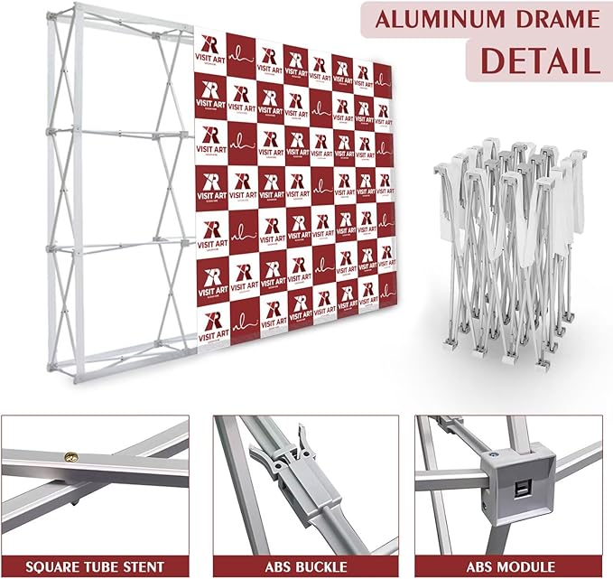 Portable Pop Up Display Stand 7.5 x 7.5 FT Aluminium Frame Trade Show Display Large Tension Fabric Display Stand Tradeshow Booth Display for Business, Shopping Malls, Campuses, Weddings, Corporate